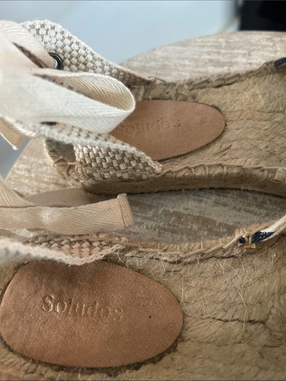 Soludos Navy White Striped Lace-Up Espadrille Flats Ankle Tie —Sz. 7